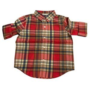 Janie & Jack Collared Plaid Collared Button Down Cotton Shirt Sz 2 Toddler Boys